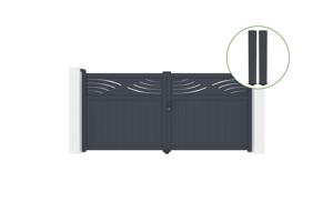 Swing gate 3,4m HALTI H.160cm + 2 gate posts EIFEL 15x15cm grey main_image