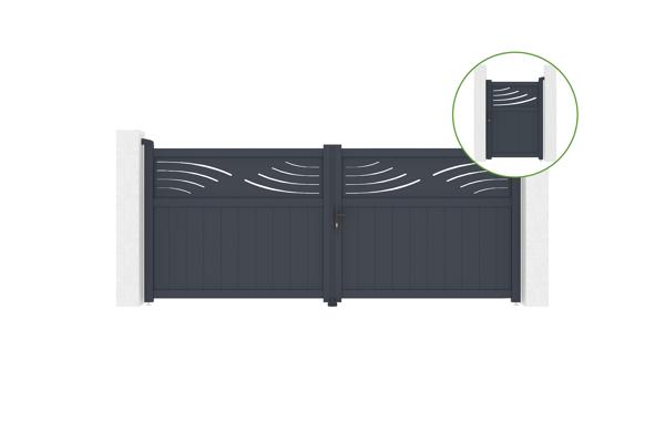 Swing gate 3,4m HALTI H.140cm + side gate HALTI H140 grey main image