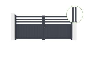 Swing gate 3,4m NEVIS H.140cm + 2 gate posts EIFEL 15x15cm grey main_image