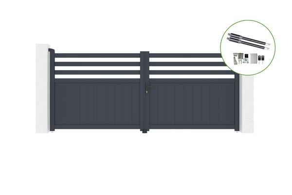 Draaipoort 3,4m NEVIS H.140cm aluminium + RANGER B150 motorisering main image
