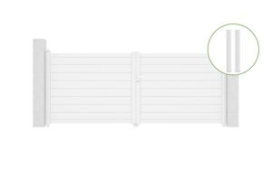 Swing gate 3,5m EIGER H.140cm white aluminium + 2 posts 15x15cm white main_image