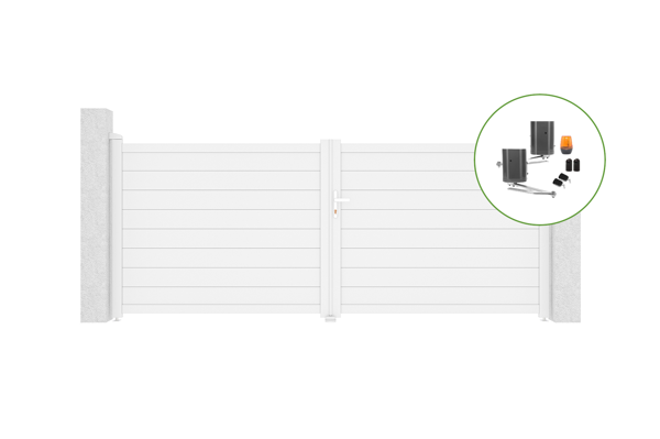 Swing gate 3,5m EIGER H.140cm white aluminium + motor BUNKER B500 main image