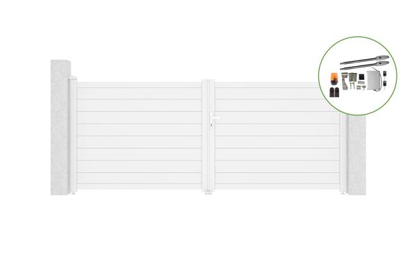 Swing gate 3,5m EIGER H.140cm white aluminium + motor TANKER B250 main image