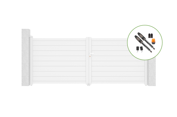 Swing gate 3,5m EIGER H.140cm white aluminium + motor TANKER B700 main image