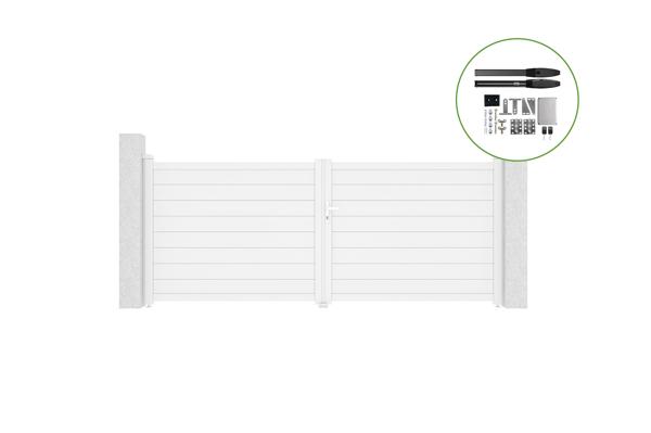 Swing gate 3,5m EIGER H.140cm white aluminium + motor HICKER B200 main image