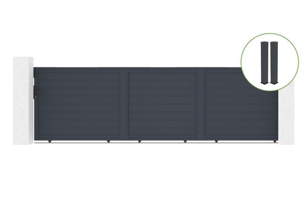 Sliding gate kit 5m EIGER H.140cm + 2 gate posts EIFEL 20x20cm grey main image