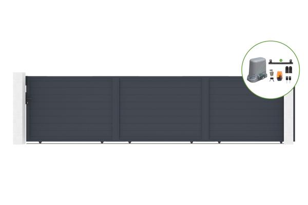 Schiebetor 6m EIGER H.140cm Aluminium + TANKER C600 Motorisierung main image