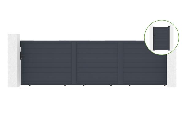 Sliding gate kit 5m EIGER H.140cm + side gate EIGER H.140cm grey main image