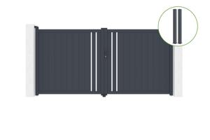 Swing gate 3,5m GIONA H.180cm + 2 gate posts EIFEL 15x15cm grey main_image