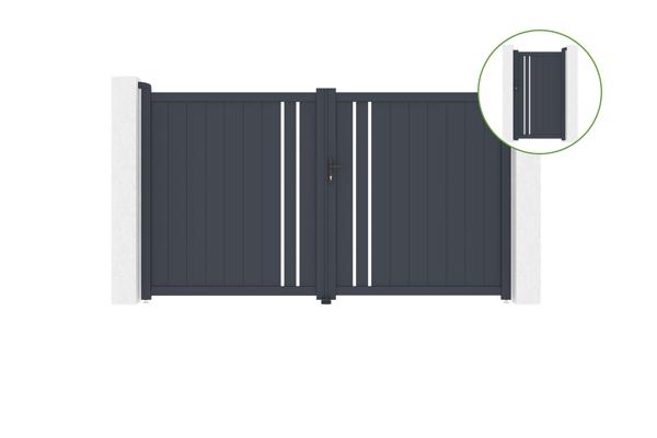Swing gate 3m GIONA H.180cm + side gate GIONA H180 grey main image