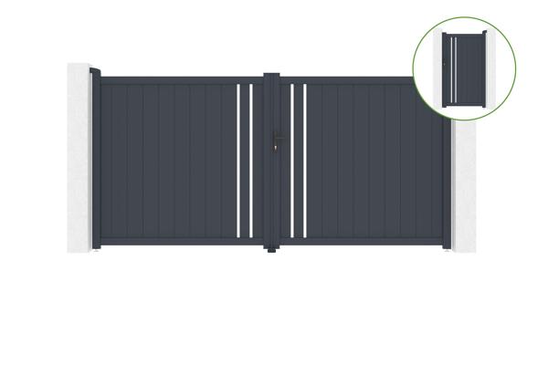 Draaipoort 3,5m GIONA H.180cm aluminium + poort GIONA H180 GRIJS main image