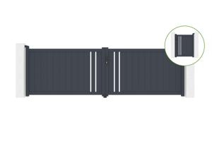 Portail battant 4m GIONA H.120cm alu + portillon GIONA H120 gris main_image