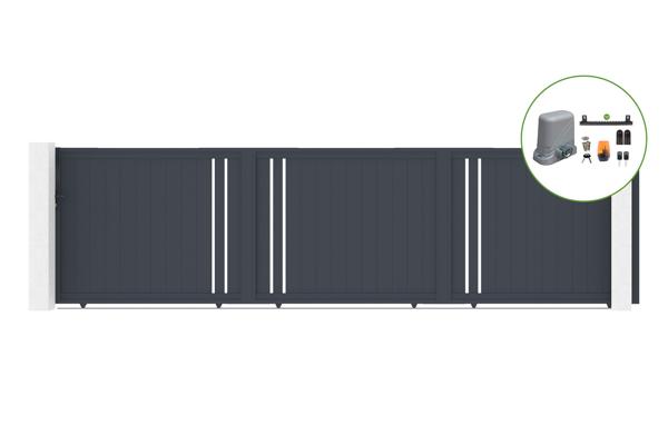 Schiebetor 6m GIONA H.160cm Aluminium + TANKER C600 Motorisierung main image
