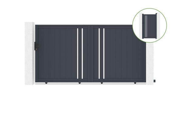 Schuifpoort 3m GIONA H.180cm aluminium + poort GIONA H180 GRIJS main image