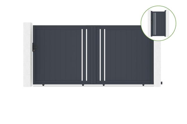 Schiebetor 3,5 m GIONA H.180 cm Aluminium + Tor GIONA H180 GRAU main image