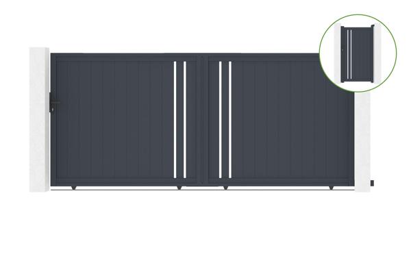 Schiebetor 4m GIONA H.180cm Aluminium + Tor GIONA H180 GRAU main image