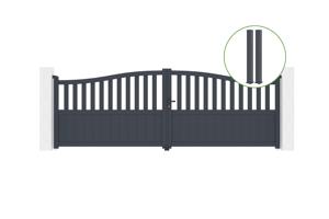 Puerta batiente exterior 4m MEIJE Alt.140cm + 2 posts EIFEL 15x15cm Alt.166cm gris main_image