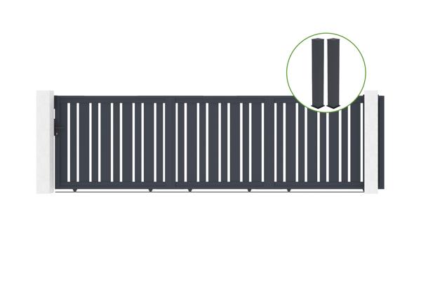 Sliding gate kit 5m VEYMONT H.140cm + 2 gate posts EIFEL 20x20cm grey main image