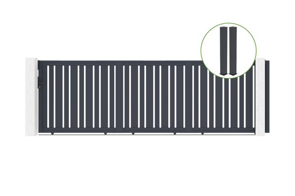 Sliding gate kit 5m VEYMONT H.160cm + 2 gate posts EIFEL 20x20cm grey main image