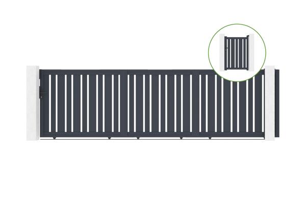 Sliding gate kit 5m VEYMONT H.140cm + side gate VEYMONT H.140cm grey main image