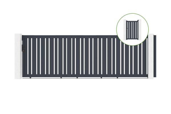 Sliding gate kit 5m VEYMONT H.160cm + side gate VEYMONT H.160cm grey main image