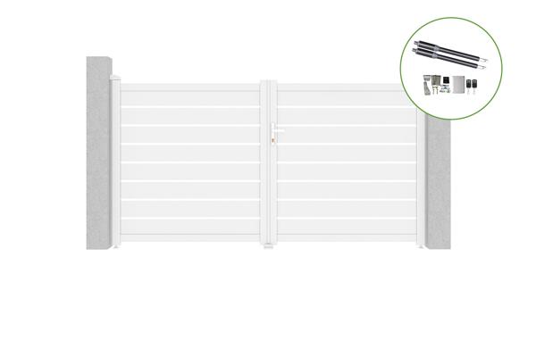 Flügeltor 3 m VOGEL H.160 cm Weißaluminium + Motorisierung RANGER B150 main image
