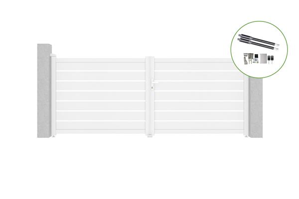 Flügeltor 3,5 m VOGEL H.140 cm Weißaluminium + Motorisierung RANGER B150 main image