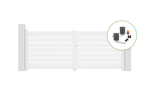 Swing gate 3,5m VOGEL H.140cm white aluminium + motor BUNKER B500 main_image