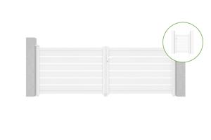 Swing gate 3,5m VOGEL H.120cm white aluminium + side gate VOGEL H120 white main_image