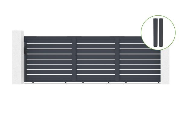 Συρόμενη πύλη 5M VOGEL H160cm αλουμίνιο + 2 στύλοι EIFEL 20x20cm Υ.190cm γκρι main image