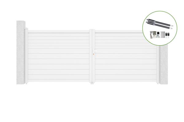 Flügeltor 4m CARPATIA H.160cm Weißaluminium + RANGER B150 Motorisierung main image