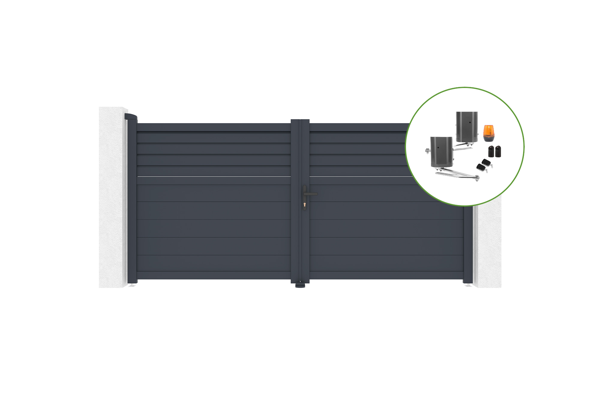 Drehtor 3m CARPATIA H.140cm Aluminium + BUNKER B500 Motorisierung main image