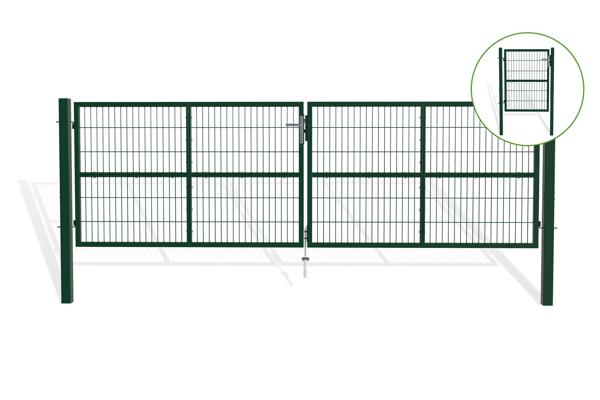 Portail grillagé 4m RAZO H.120cm + Portillon 1m RAZO H.120cm vert main image