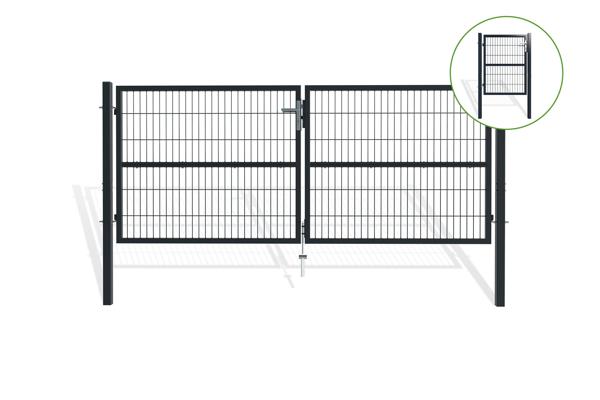 Portail grillagé 3m RAZO H.120cm + Portillon 1m RAZO H.120cm gris main image