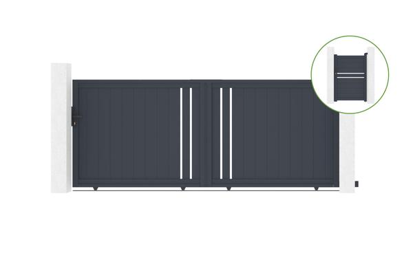 Schiebetor 3,5 m GIONA H.140 cm graues Aluminium + 1M CIMONE-Tor H.140 cm Alumin main image