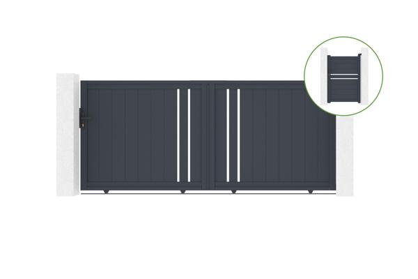 Schuifpoort 3m GIONA H.140cm grijs aluminium + Poort 1M CIMONE H.140cm aluminium main image