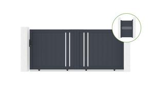 Sliding gate kit 3m GIONA H.140cm grey aluminium + side gate 1M CIMONE H.140cm main_image