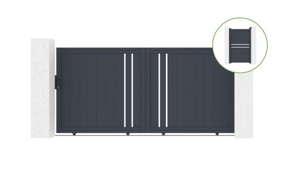 Schiebetor 3m GIONA H.160cm graues Aluminium + 1M CIMONE Tor H.160cm Aluminium main image