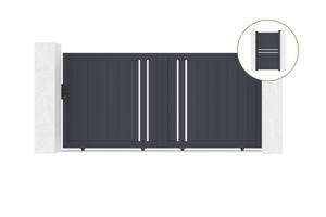 Schuifpoort 3m GIONA H.160cm grijs aluminium + 1M CIMONE poort H.160cm aluminium main_image