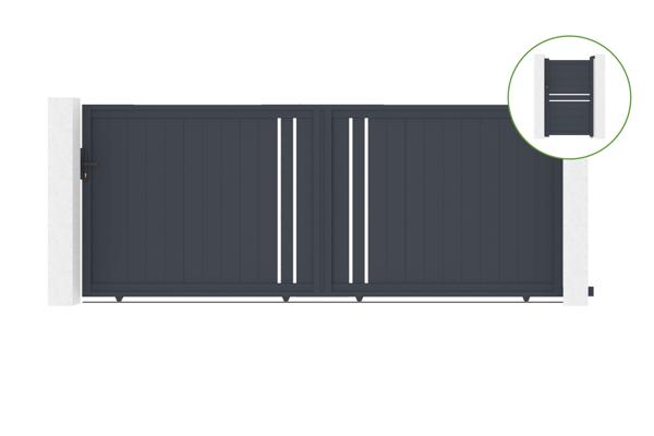 Schiebetor 4m GIONA H.160cm graues Aluminium + Tor 1M CIMONE H.160cm Aluminium main image