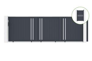Schuifpoort 5m GIONA H.160cm grijs aluminium + 1M CIMONE poort H.160cm aluminium main_image