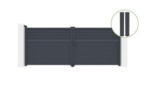 Swing gate 3,5m CARPATIA H.140cm grey aluminium + 2 posts 20x20cm H.166cm main_image