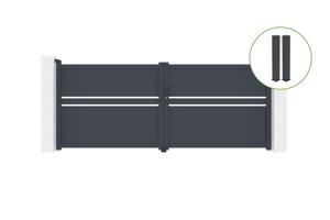 Portail battant 3,5m CIMONE H.140cm alu gris + 2 poteaux 20x20cm H.166cm main_image