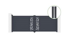 Swing gate 3,5m SUNNY H.120cm grey aluminium + 2 posts 20x20cm H.166cm main_image
