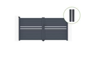 Portail battant 3m CIMONE H.140cm alu gris + 2 poteaux 20x20cm H.166cm main_image