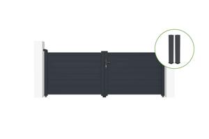 Swing gate 3m EIGER H.140cm grey aluminium + 2 posts 20x20cm H.166cm main_image