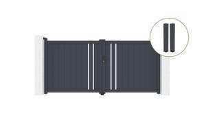 Swing gate 3m GIONA H.140cm grey aluminium + 2 posts 20x20cm H.166cm main_image