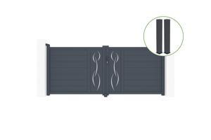 Swing gate 3m LIFE H.120cm grey aluminium + 2 posts 20x20cm H.166cm main_image