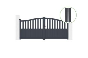 Portail battant 3m MEIJE H.140cm alu gris + 2 poteaux 20x20cm H.166cm main_image
