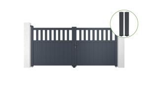 Swing gate 3m SANTIS H.140cm grey aluminium + 2 posts 20x20cm H.166cm main_image